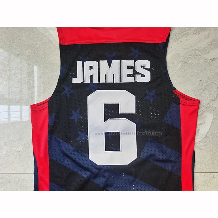Camiseta USA 2012 Lebron James NO 6 Negro